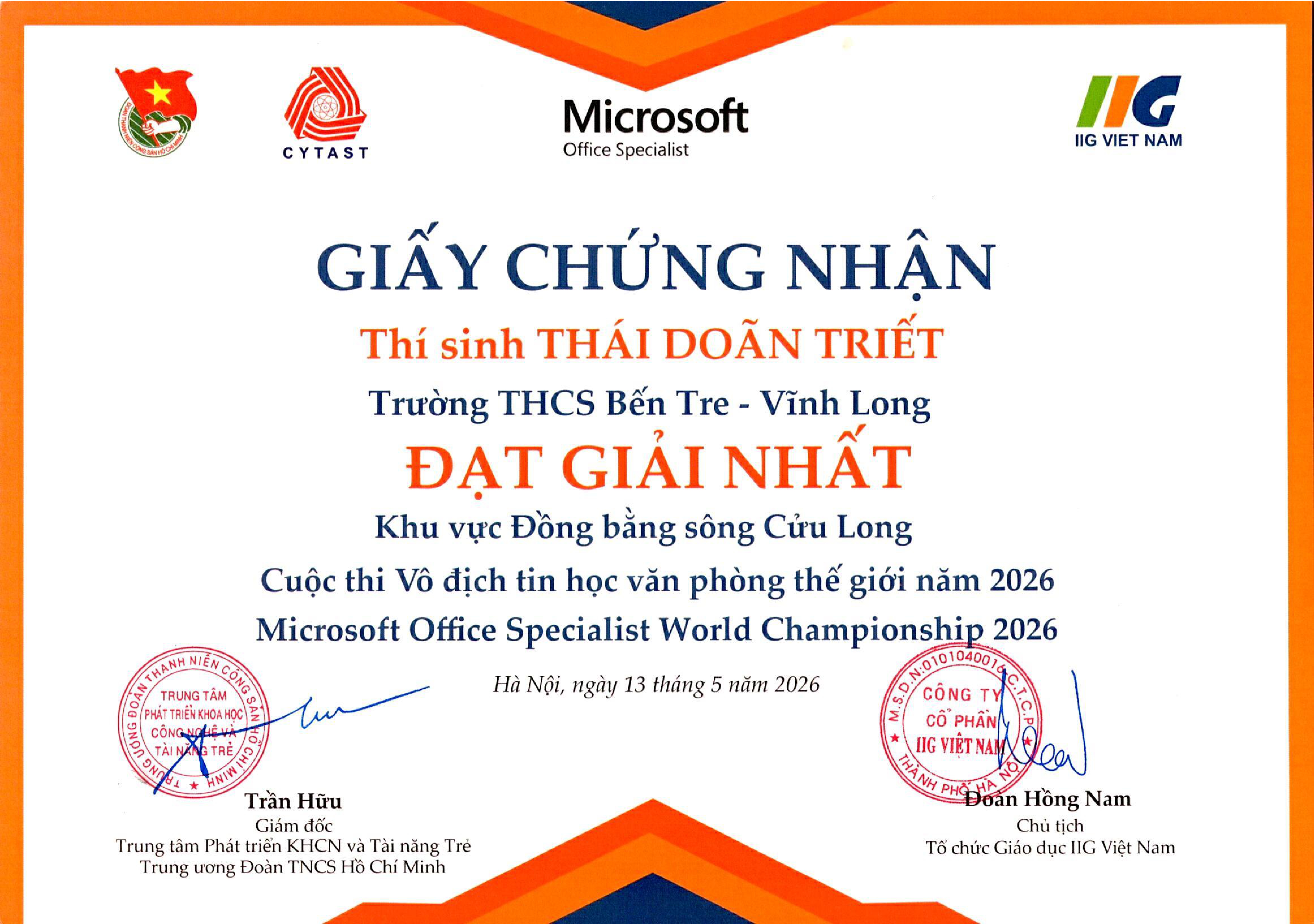Giải Nhất Đồng Bằng Sông Củu Long